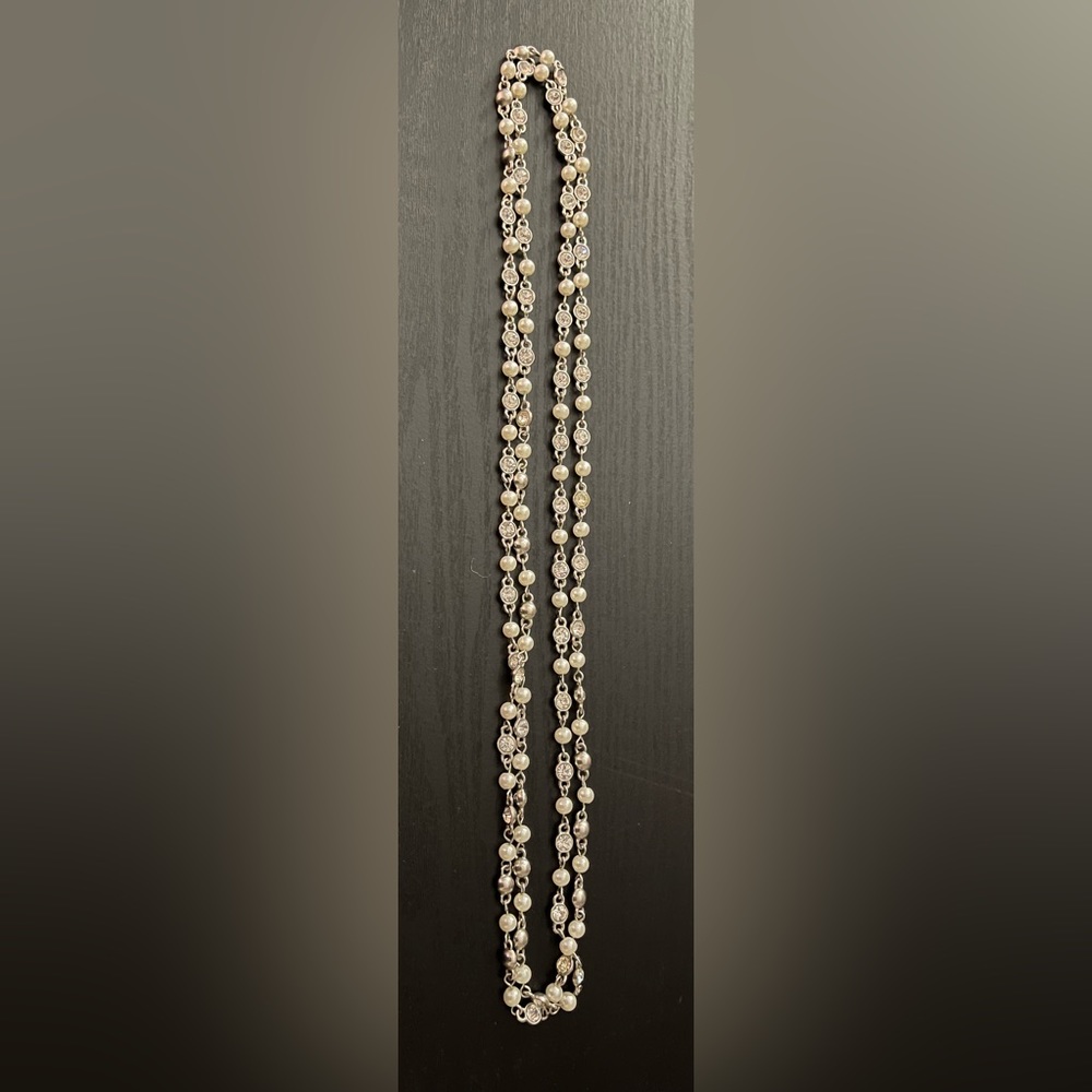 Ann Taylor silver-toned necklace, layered / long.